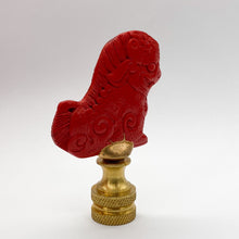Load image into Gallery viewer, finial, finals, cinnebar, cinnabar, fou lion, fou lion finial, foo dog, phu dog, phu lion, foo lion, Asian finial, Chinese finial, oriental finial, lampshade finial, lampshade top, table lamp topper, table lamp finial