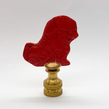 Load image into Gallery viewer, finial, finals, cinnebar, cinnabar, fou lion, fou lion finial, foo dog, phu dog, phu lion, foo lion, Asian finial, Chinese finial, oriental finial, lampshade finial, lampshade top, table lamp topper, table lamp finial