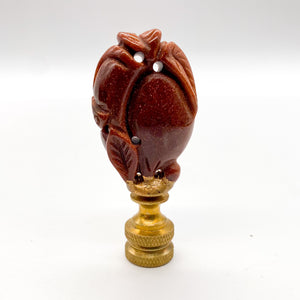 Carved Goldstone Melon Finial, 2-1/2"