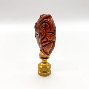 Carved Goldstone Melon Finial, 2-1/2"