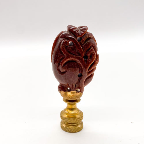 Carved Goldstone Melon Finial, 2-1/2
