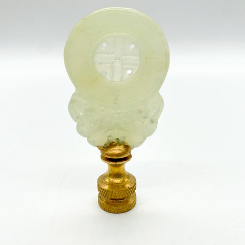 Carved Jade Coin Finial, 2-3/4