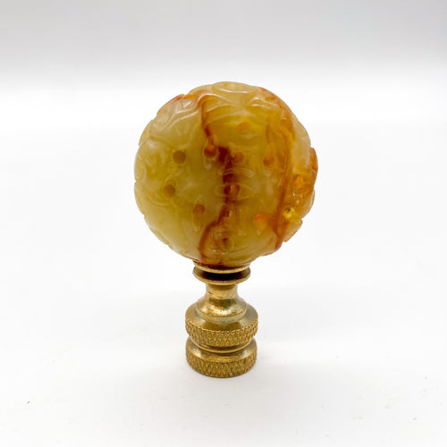 Carved Jade Disk Finial, 2-1/8