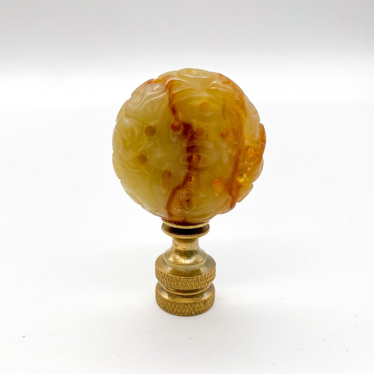 Carved Jade Disk Finial, 2-1/8