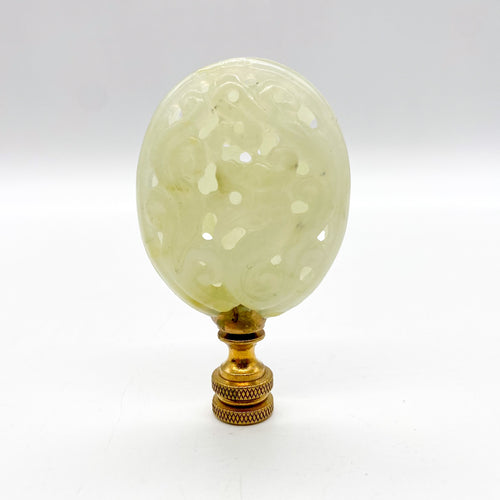 Carved Jade Oval Dragon Finial, 3-1/8