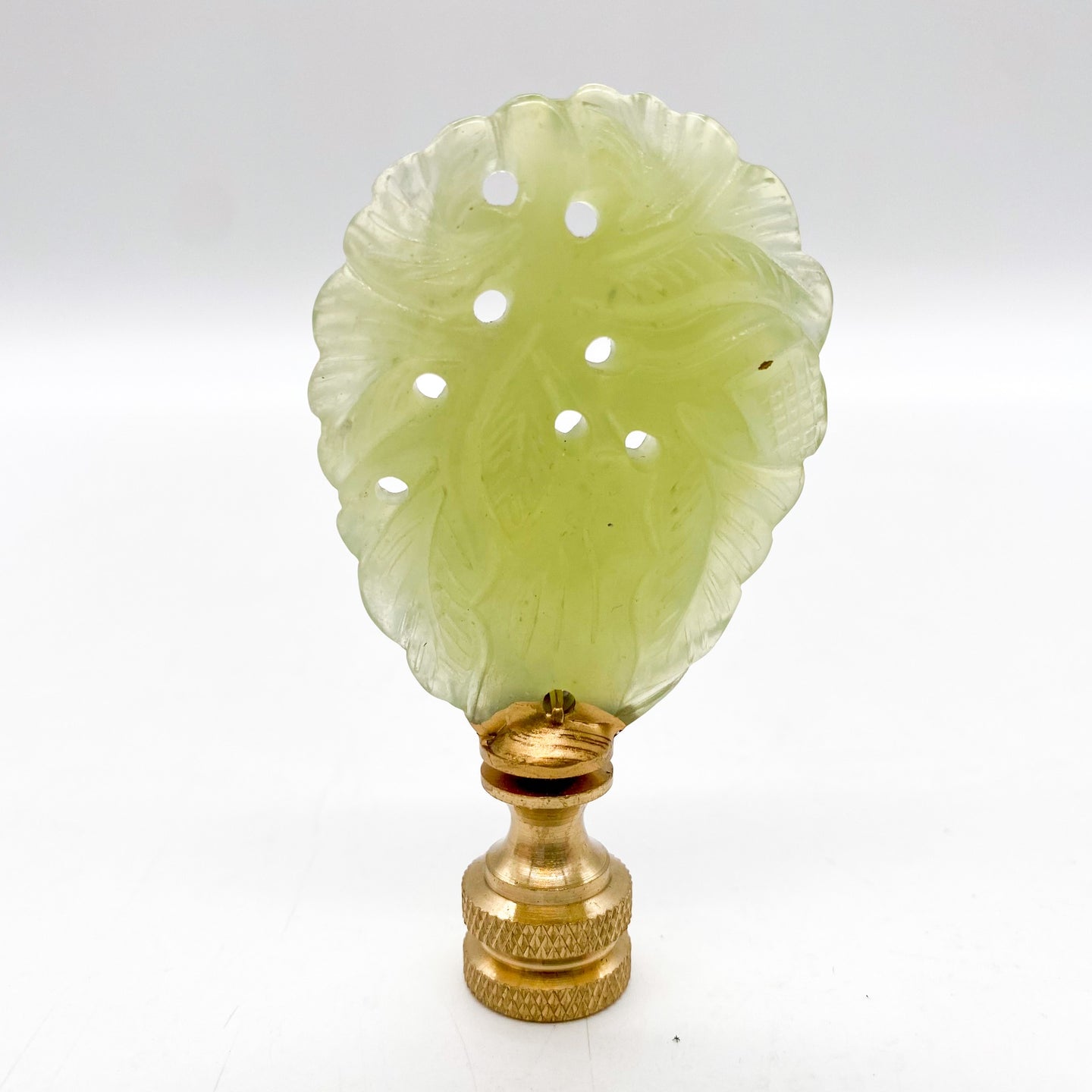 Carved Jade Oval Melon Finial, 2-7/8