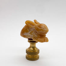 Load image into Gallery viewer, finial, finals, jade, jade finial, carved finial, carving, carved, jade carving, rabbit, rabbit finial, jade rabbit, carved jade rabbit, lampshade topper, lampshade finial, lamp finial, table lamp topper, table lamp finial
