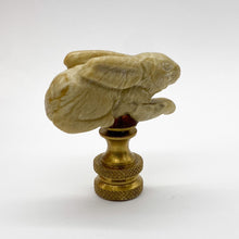Load image into Gallery viewer, finial, finals, jade, jade finial, carved finial, carving, carved, jade carving, rabbit, rabbit finial, jade rabbit, carved jade rabbit, lampshade topper, lampshade finial, lamp finial, table lamp topper, table lamp finial