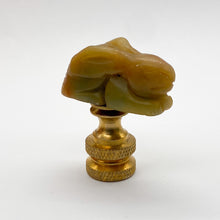 Load image into Gallery viewer, finial, finals, jade, jade finial, carved finial, carving, carved, jade carving, rabbit, rabbit finial, jade rabbit, carved jade rabbit, lampshade topper, lampshade finial, lamp finial, table lamp topper, table lamp finial