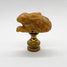 Load image into Gallery viewer, finial, finals, jade, jade finial, carved finial, carving, carved, jade carving, rabbit, rabbit finial, jade rabbit, carved jade rabbit, lampshade topper, lampshade finial, lamp finial, table lamp topper, table lamp finial