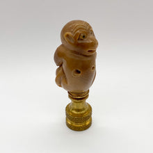 Load image into Gallery viewer, lamps, lamps store, lighting store, Dallas lampshade store, Dallas lamps, interior design Dallas, lampshade store, lampshades Dallas, finial, finials, jade, brown jade, carved finial, monkey, monkeys, monkey finial, monkeys finial, monkey family, family of monkeys
