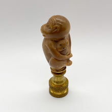 Load image into Gallery viewer, lamps, lamps store, lighting store, Dallas lampshade store, Dallas lamps, interior design Dallas, lampshade store, lampshades Dallas, finial, finials, jade, brown jade, carved finial, monkey, monkeys, monkey finial, monkeys finial, monkey family, family of monkeys