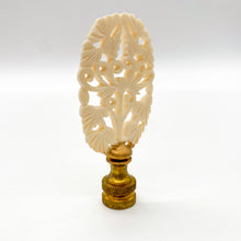 Load image into Gallery viewer, finial, finials, lampshades, lampshade, Dallas lampshades, Dallas lamps, Dallas interior design, carved finial, carving, ivory, faux ivory, oval finial, ivory finial