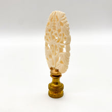 Load image into Gallery viewer, finial, finials, lampshades, lampshade, Dallas lampshades, Dallas lamps, Dallas interior design, carved finial, carving, ivory, faux ivory, oval finial, ivory finial

