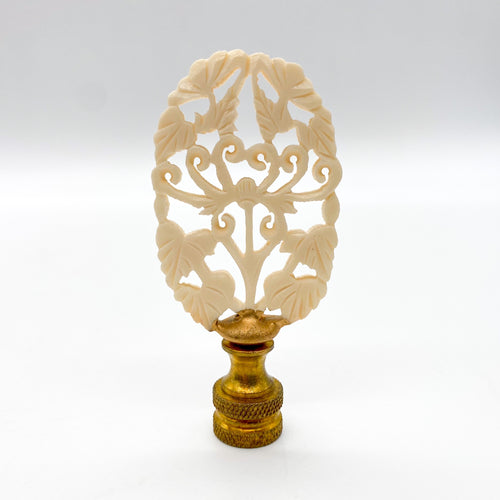 finial, finials, lampshades, lampshade, Dallas lampshades, Dallas lamps, Dallas interior design, carved finial, carving, ivory, faux ivory, oval finial, ivory finial