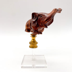 Carved Root Elephant Finial, 2-1/2"