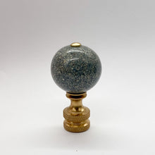 Load image into Gallery viewer, finial, finials, crushed shell, blue finial, blue crushed shell finial, blue ball finial, speckled finial, lampshade finial, lampshade topper, table lamp topper, table lamp finial
