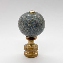 Load image into Gallery viewer, finial, finials, crushed shell, blue finial, blue crushed shell finial, blue ball finial, speckled finial, lampshade finial, lampshade topper, table lamp topper, table lamp finial