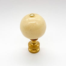 Load image into Gallery viewer, finial, finials, ostrich egg, off-white, beige, yellow, antique white, porcelain, crushed shell, ball finial, round finial, lampshade top, lampshade topper, lamp top, lamp finial, table lamp finial