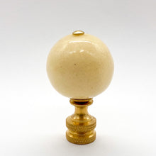 Load image into Gallery viewer, finial, finials, ostrich egg, off-white, beige, yellow, antique white, porcelain, crushed shell, ball finial, round finial, lampshade top, lampshade topper, lamp top, lamp finial, table lamp finial