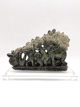Load image into Gallery viewer, Carved Soapstone Elephants on Acrylic