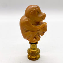 Load image into Gallery viewer, lamps, lamps store, lighting store, Dallas lampshade store, Dallas lamps, interior design Dallas, lampshade store, lampshades Dallas, finial, finials, jade, brown jade, carved finial, monkey, monkeys, monkey finial, monkeys finial, monkey family, family of monkeys