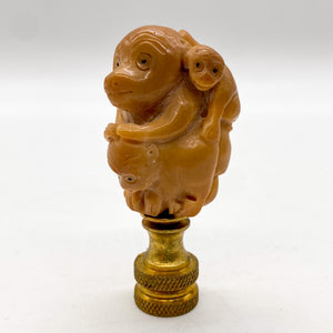 lamps, lamps store, lighting store, Dallas lampshade store, Dallas lamps, interior design Dallas, lampshade store, lampshades Dallas, finial, finials, jade, brown jade, carved finial, monkey, monkeys, monkey finial, monkeys finial, monkey family, family of monkeys