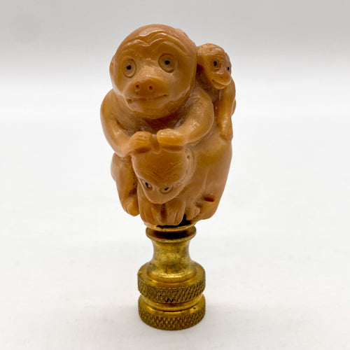 lamps, lamps store, lighting store, Dallas lampshade store, Dallas lamps, interior design Dallas, lampshade store, lampshades Dallas, finial, finials, jade, brown jade, carved finial, monkey, monkeys, monkey finial, monkeys finial, monkey family, family of monkeys