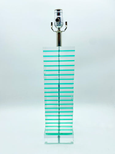 Clear-and-Green-Stacked-Acrylic-Lamp-17.5 -tall-(to-harp-saddle)