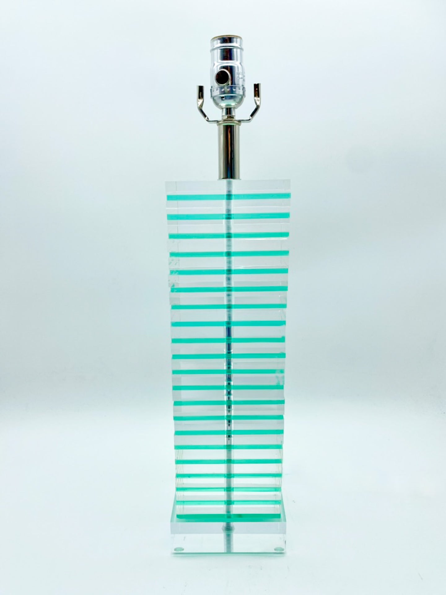 Clear-and-Green-Stacked-Acrylic-Lamp-17.5 -tall-(to-harp-saddle)