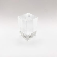 Load image into Gallery viewer, finial, finials, acrylic finial, cube finial, square finial, square acrylic, rectangular acrylic, acrylic cube, cubed acrylic, clear acrylic, lampshade top, lampshade topper, lamp topper, lamp top, lamp finial, table lamp finial
