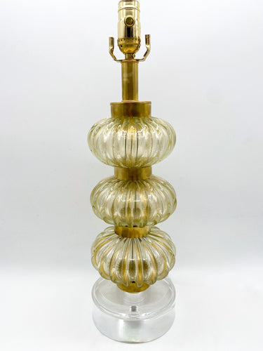 Clear Murano Glass Lamp w/Gold Flecks
