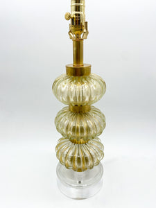 Clear Murano Glass Lamp w/Gold Flecks