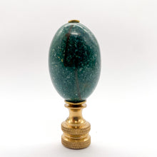 Load image into Gallery viewer, finial, finials, cloisonne, green, green finial, lamp top, lampshade top, lampshade topper, lampshade finial, oval finial