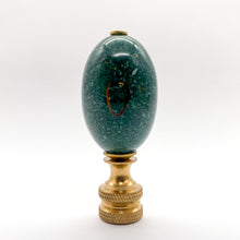 Load image into Gallery viewer, finial, finials, cloisonne, green, green finial, lamp top, lampshade top, lampshade topper, lampshade finial, oval finial