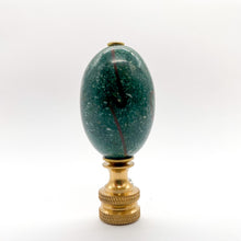 Load image into Gallery viewer, finial, finials, cloisonne, green, green finial, lamp top, lampshade top, lampshade topper, lampshade finial, oval finial