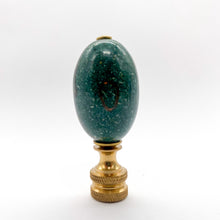 Load image into Gallery viewer, finial, finials, cloisonne, green, green finial, lamp top, lampshade top, lampshade topper, lampshade finial, oval finial