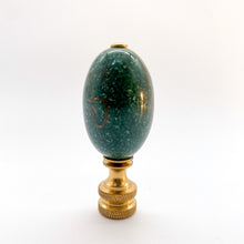 Load image into Gallery viewer, finial, finials, cloisonne, green, green finial, lamp top, lampshade top, lampshade topper, lampshade finial, oval finial