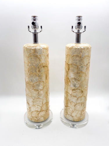 lamps, lamps store, lighting store, Dallas lampshade store, Dallas lamps, interior design Dallas, lampshade store, lampshades Dallas, shell lamp, cylindrical lamp, seashell, capiz, oyster shell