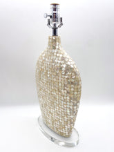 Load image into Gallery viewer, lamps, lamps store, lighting store, Dallas lampshade store, Dallas lamps, interior design Dallas, lampshade store, lampshades Dallas, shell lamp, capiz shell lamp, pearl lamp, pearly lamp, pearlescent lamp, oval lamp, oval base, acrylic base
