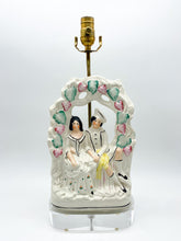 Load image into Gallery viewer, Couple Sitting In the Rose Garden Staffordshire Figurine Lamp