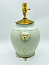 Load image into Gallery viewer, Cream Floral Vase Lamp with Lion Heads