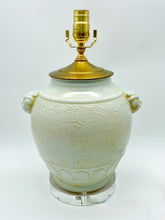 Load image into Gallery viewer, Cream Floral Vase Lamp with Lion Heads