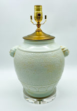 Load image into Gallery viewer, Cream Floral Vase Lamp with Lion Heads