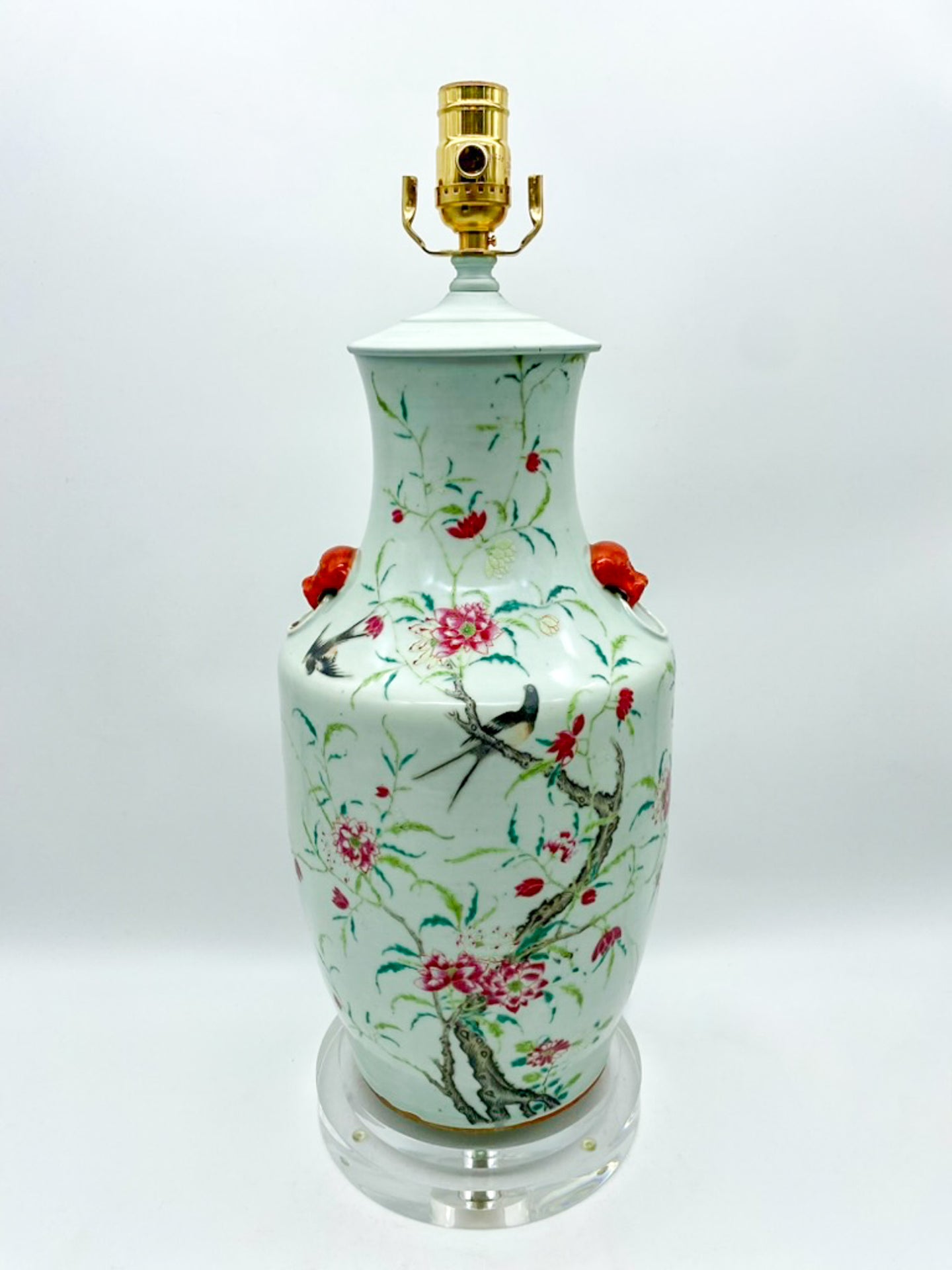 Large Vase w/ Peony & Swallow Table Lamp