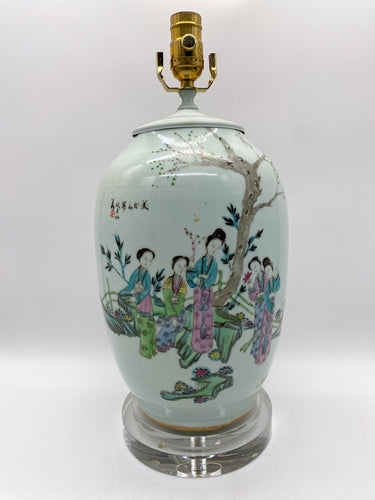 Ladies-in-Flower-Garden-Lamp.-19.25 tall-(to-harp-saddle)