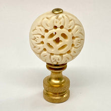 Load image into Gallery viewer, Quarter Sized Carved Ivory Medallion Finial