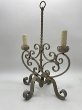 Load image into Gallery viewer, Iron Tracery Twin Candle w/-Loop Table Lamp