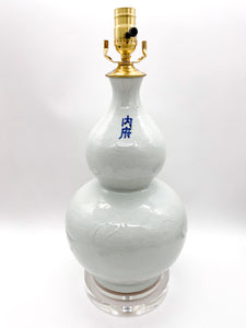 Dragon Relief Double Gourd Antique White Glazed Porcelain Lamp