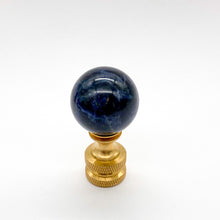 Load image into Gallery viewer, finial, finials, blue finial, marble finial, blue marble, marble ball, ball finial, marble ball finial, lampshade finial, lampshade top, lamp top, marble ball finial, table lamp finial, table lamp top, lamp topper, lampshade topper